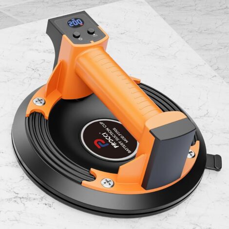 Ventosa a batería para superficies lisas: 200 kg de fuerza de succión, pantalla LCD, batería de 2500 mAh (hasta 7 horas de duración), ideal para azulejos, vidrio y mármol
