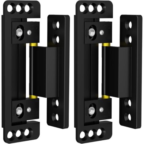 Bisagras ocultas para puertas, paquete de 2, bisagras ocultas ultrafinas para puertas secretas, bisagras invisibles ajustables, bisagra oculta silenciosa y suave para puerta, color negro