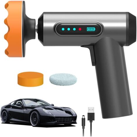 Pulidora de coche inalámbrica, pulidora de coche con almohadillas y batería recargable de 4000 mAh, pulidoras y almohadillas con una velocidad de 20 000 rpm, 3 almohadillas de pulido