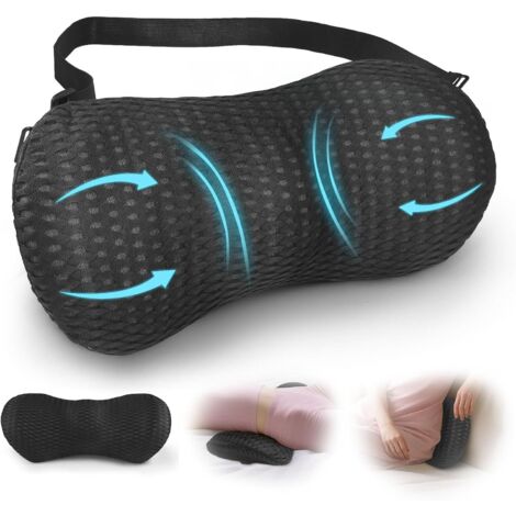 Cojín lumbar para coche,cojín lumbar para silla de oficina,almohada de apoyo para silla de oficina y asiento de coche,respaldo con correa ajustable,ergonómico,para casa,sofá,soporte de espalda, negro