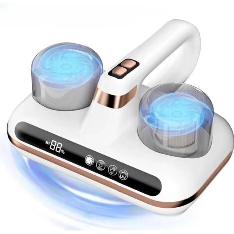 Aspiradora de colchón inalámbrica, aspiradora de cama portátil con potencia de succión de 16 Kpa, sistema de recolección de polvo dual y pantalla LED para colchones de cama y sofá