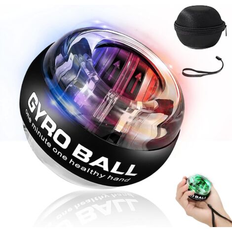 Pelota de ejercicios de muñeca Gyroball,inicio automático,5niveles de resistencia,control de luz,entrenador giroscópico de antebrazo, fortalecimiento de brazo,brazo,dedo,muñeca (carcasa transparente)