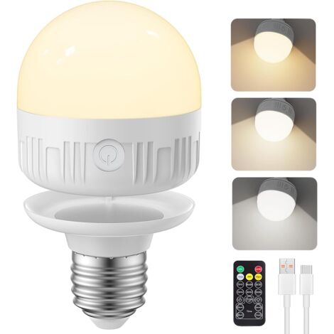 Bombillas recargables de 1 pieza con temporizador de control remoto y bombilla recargable a batería con 3 temperaturas de color (5 W, E26, 3 colores, 1 pieza) (1/5)