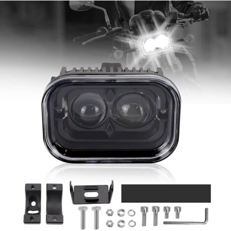 Faro LED universal para motocicleta de 4pulgadas, luces cuadradas con halo DRL, luces de conducción de haz alto/bajo, luces de trabajo para motocicletas, vehículos todo terreno y bicicletas(1unidad)