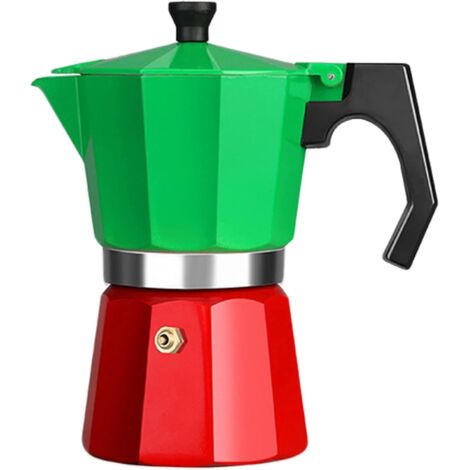 Cafetera italiana tradicional de moca tricolor de 300 ml y 6 tazas con filtro de cara alta Cafetera de moca espresso de 300 ml y 6 tazas