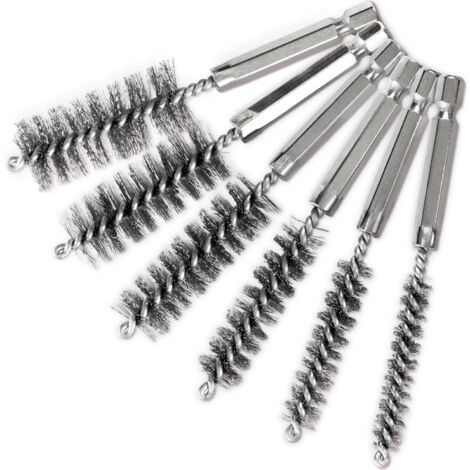 limpiadores de tuberías de cobre, cepillos de acero inoxidable 304, cepillos de alambre trenzado, mango hexagonal de acero S2 de 1/4 de pulgada (1/5)
