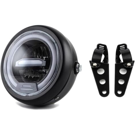Faro LED redondo para motocicleta de 6,5 pulgadas con soportes de montaje, luz blanca