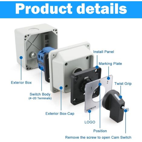 Interruptor giratorio universal SZW26-20/D2022BF, interruptor principal ...