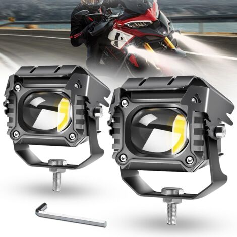 Luces antiniebla para motocicleta, luces auxiliares de conducción para motocicleta, LED blanco puro de 6500K, focos de 2 pulgadas compatibles con camiones, SUV, vehículos todo terreno, motocicletas