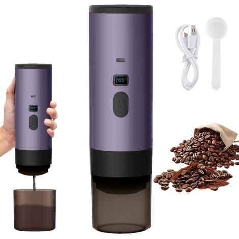 Cafetera multicápsulas 3 en 1, portátil, con cápsulas y café molido, eléctrica, 15 bares, para oficina, viajes, camping y hogar, color morado