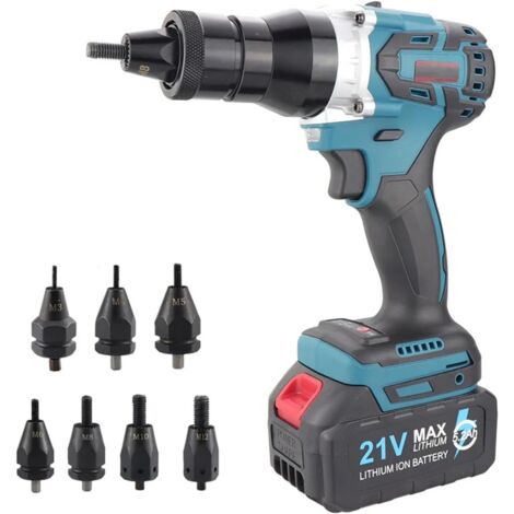Remachadora eléctrica inalámbrica para tuercas M3, M4, M5, M6, M8, M10 y M12