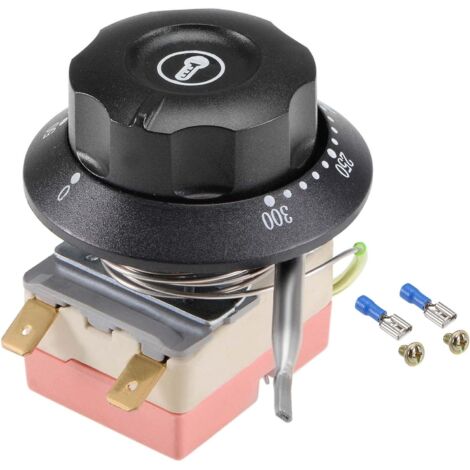 Termostato capilar con interruptor de control de temperatura NC 250 V 16 A 50-300 °C para horno y refrigerador, 0,7 m, con 2 tornillos y 2 terminales de crimpado (1/5)