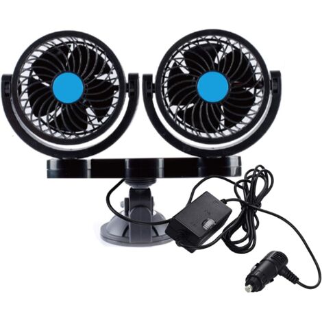 Ventilador de aire acondicionado para coche de 12 V - Ventilador eléctrico de doble cabezal para asiento trasero