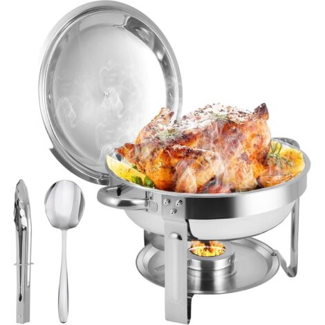 Juego de platos de acero inoxidable para buffet de 6 cuartos con tapas, calentadores de alimentos para bufés de fiesta, servidores de bufé y calentadores de alimentos para el hogar (1/5)