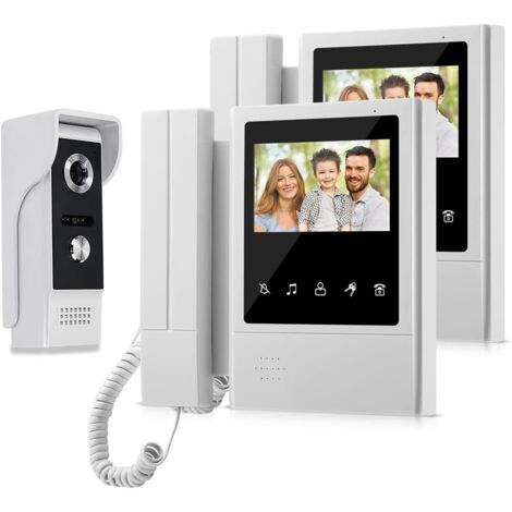Sistema de timbre para puerta con videoportero con cable TFT a color de 4,3'' para el hogar, cámara exterior con visión nocturna por infrarrojos de 700 TVL, 1 cámara y 2 monitores