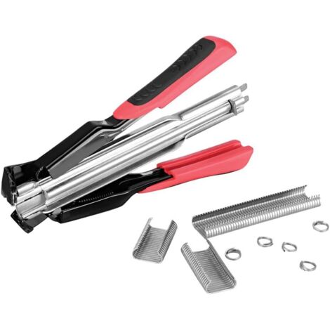 Abrazaderas de anillo de cerdo, abrazaderas automáticas para cercas con 2500 anillos de cerca galvanizados, clavos de cerdo tipo C, kit de cercas