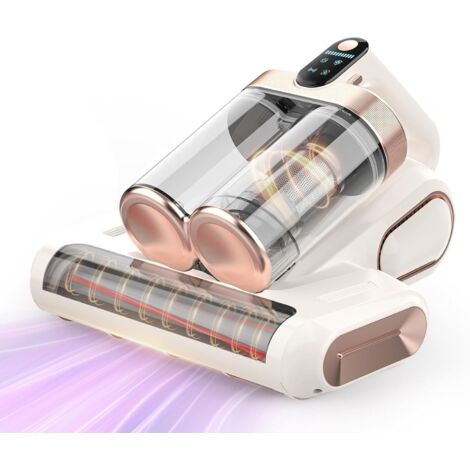 Aspiradora de colchón, aspiradora de mano inalámbrica de 16 kPa, con luz UV-C de 253,7 nm, filtro HEPA y limpiador ultrasónico, aspiradora portátil para sofá, cama y sofá,Color blanco