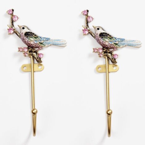 Juego de 2 ganchos de pared de metal en forma de pájaro, de estilo antiguo y vintage, hechos a mano, organizador decorativo y resistente, ideal para colgar ropa, abrigos, sombreros, bolsos y toallas