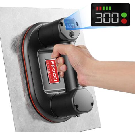 Ventosa eléctrica para azulejos, vidrio y mármol, 24 cm de longitud, 2 motores, 300 kg de potencia de succión, pantalla LCD, batería de 4000 mAh, hasta 10 horas de autonomía (1/5)