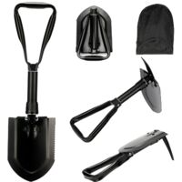 Pinzas de nieve plegables de 62 cm, portátiles, 50 unidades de acero de alto carbono para jardín, camping, caza, senderismo, motos de nieve, pesca, todoterreno y emergencias, Color negro