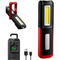Linterna LED recargable con luz magnética, luz de trabajo portátil para mecánicos, luz intermitente compacta, confiable y súper brillante, roja