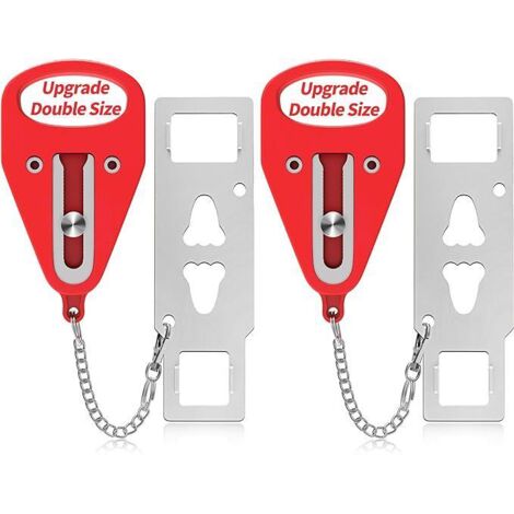 Verrou de Porte Sécurité Rouge - Serrure Portable 2 Pièces Anti-Intrusion pour Hôtel Maison Voyage (1/5)