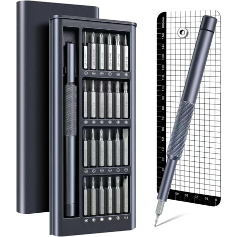 Kit de Tournevis 25-en-1 Portable avec Embouts Magnétiques - Set de Réparation Précision pour Électronique et Petit Bricolage - Boîtier Aluminium avec 24 Douilles Polyvalentes (1/5)