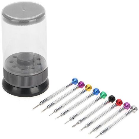 Jeu de 9 tournevis de précision compact pour réparation électronique et montres - Acier haute qualité - Outils de bijouterie et lunetterie (1/5)