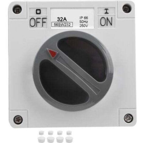 Interrupteur Secteur 2P 32A Étanche IP66 - Commutateur Rotatif Marche/Arrêt avec Voyant 250V pour Extérieur & Industriel