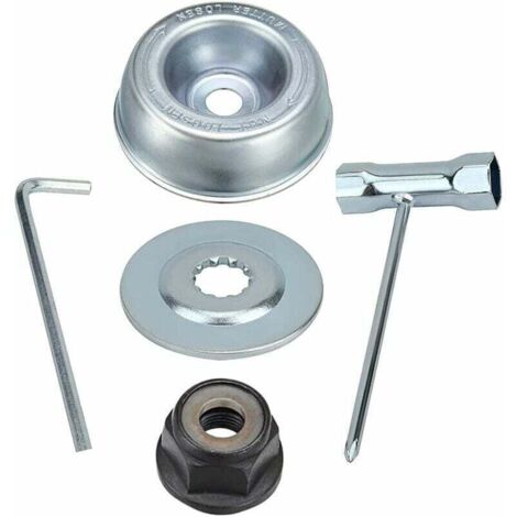 Tête de débroussailleuse 5pcs kit ecrou Tete debroussailleuse Pour STIHL Tondeuse à Gazon, Plaque De Lame En Métal De Boîte De Vitesses De Tondeuse à Gazon pour STIHL FS55 FS56 FS120 FS130 FS130R FS20 (1/4)