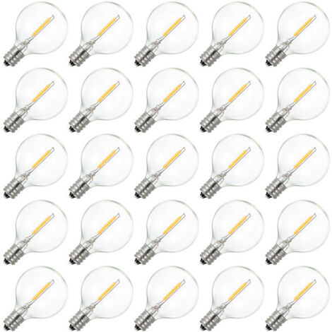 AC230V Globe LED G40 Ampoule Lampe 25 Pack E12 Base Socket Holder IP44 Résistance à l'eau Blanc Chaud pour Guirlande Lumineuse Home Party Décoration De Mariage (1/5)