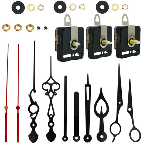 Mouvement d'horloge mural DIY - Kit mécanisme quartz silencieux avec aiguilles métalliques - Pièces détachées pour réparation horloge à monter soi-même (1/5)