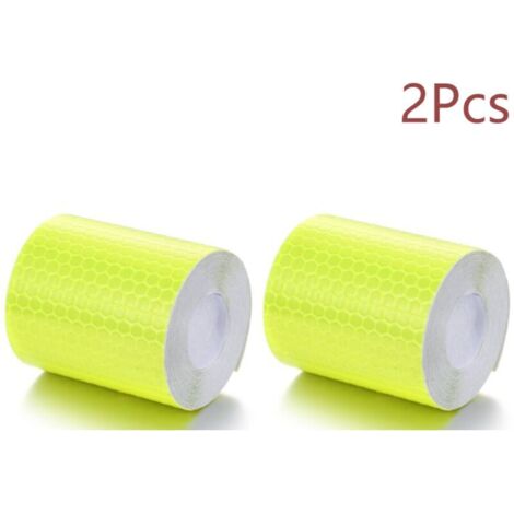 Ruban adhésif réfléchissant jaune fluorescent 5cm x 3m - 2 pièces - Haute visibilité sécurité extérieure - Résistant aux intempéries (1/4)