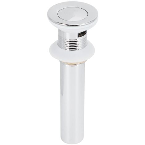 Bouchon de vidage pour lavabo en laiton chromé avec mécanisme pop-up, sans trop-plein et joint silicone, accessoire de salle de bains durable (Modèle à trou) (1/5)