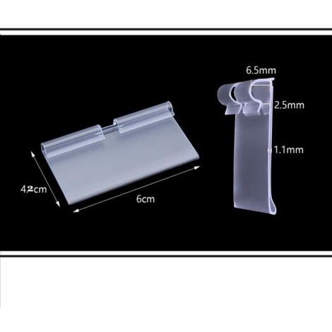 Support d'étiquette de prix en PVC transparent, lot de 100 pinces à clipser pour étagères (1/4)