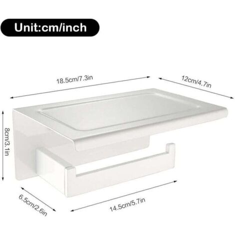 Support Porte Papier Toilette Étagère Contemporain - En Acier Inoxydable 304, Finition Blanc Doux, Support Multifonction pour Salle de Bain, Toilette et Cuisine (1/4)