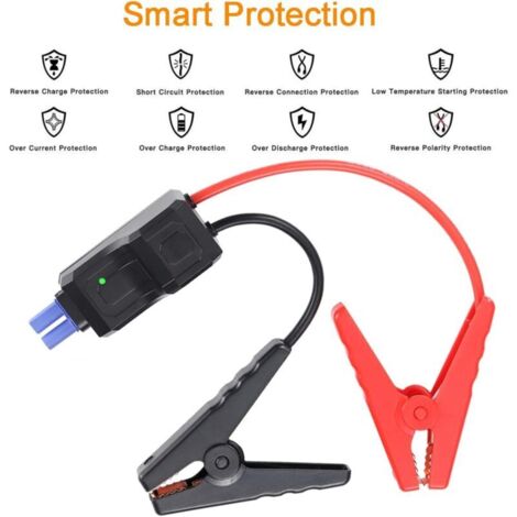 Câbles de démarrage 12V Lntyq Booster de batterie portable avec protection intelligente ABS anti-retour pour voiture