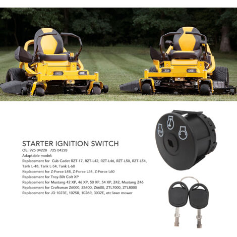 Interrupteur de Démarrage pour Moteur de Tondeuse Cub Cadet 3 Positions avec 2 Clés