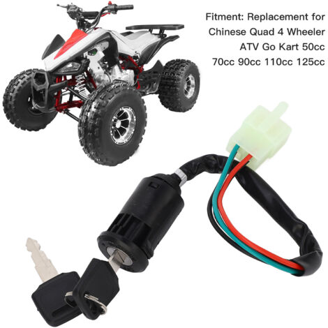Interrupteur de Démarrage à Clé 4 Fils pour Quad, Switch de Contact Haute Sensibilité avec 2 Clés (90cc-125cc)