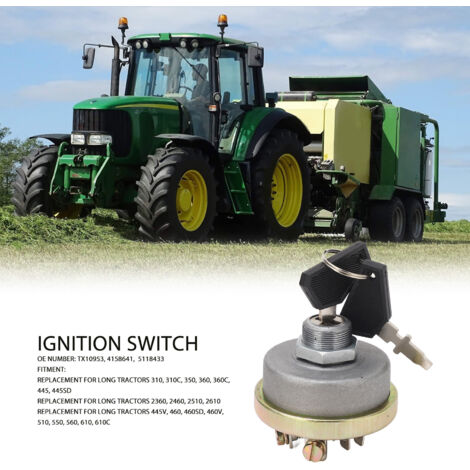 Interrupteur de Marche-Moteur avec Lumière 5118433 TX10953 Kit de Démarrage pour Tracteur Long – 2 Clés et Commande