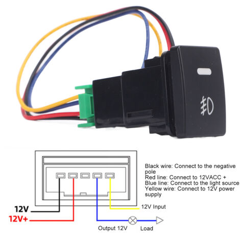 Interrupteur bouton pour phares antibrouillard Toyota Camry (2006-2017) et Tacoma (2012+) - Étanche avec éclairage LED et faisceau câblage inclus (1/5)