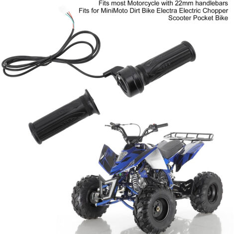 Poignée Gaz Électrique Universelle 22/25mm - Twist Grip 3 Fils 12V-72V pour Moto Dirt Bike Scooter - 2 Poignées Noir (1/5)