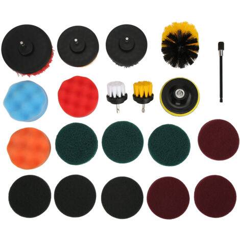 Lot de 20 Accessoires de Brossage pour Perceuse – Kit de Nettoyage Polyvalent avec Pads et Brosses pour Maison et Voiture (1/5)