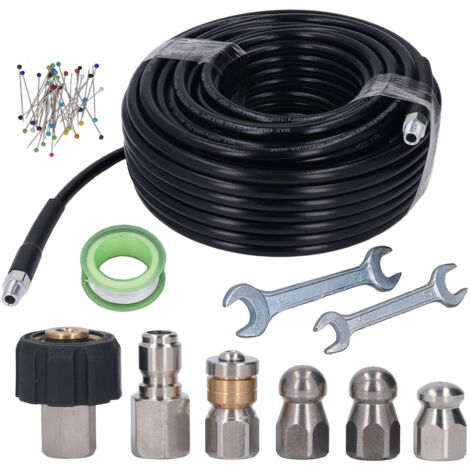 Kit de Débouchage Haute Pression pour Karcher - Flexible de 100ft (30m), 5800PSI, 1/4 NPT avec 2 Clés (1/5)