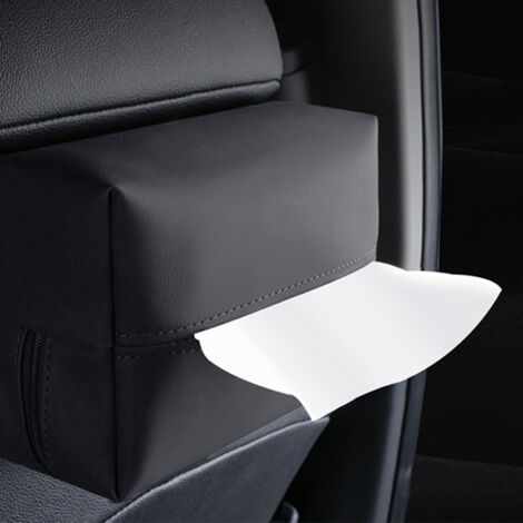 Boîte à Mouchoirs de Voiture en Cuir Nappa avec Lanière - Rangement Accessoire Siège Arrière Facile à Installer