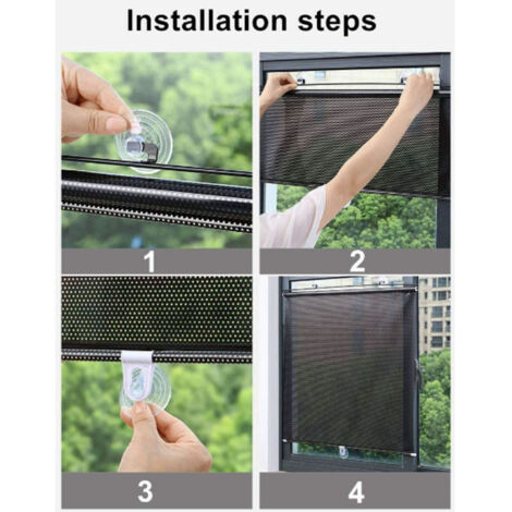 Volet Rétractable Auto Store Rouleau pour Pare-brise Solaire avec 3 Ventouses 68 X 125cm - Blocage Intense Lumière (1/5)