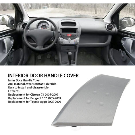 Poignée de Porte Intérieure Gauche avec Base pour Peugeot 107 / Citroën C1 / Toyota Aygo 2005-2009 - Gris ABS