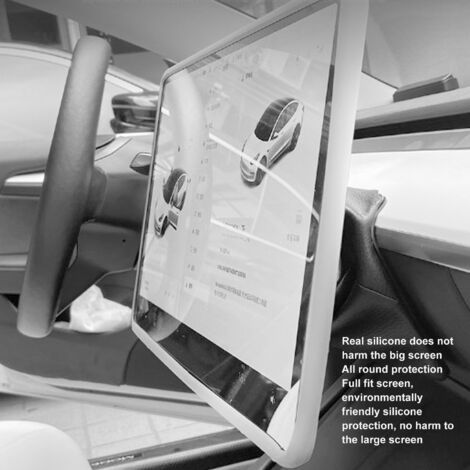 Protection d'écran pour navigation Tesla Model 3/Y (2018-2023) en silicone blanc, parfait ajustement et installation facile (1/5)