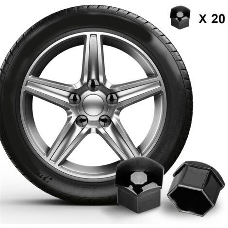 Couvercles de Protection pour Écrous de Jante ABS Noir 21mm, 20PCS – Antirouille et Décoratifs (1/5)