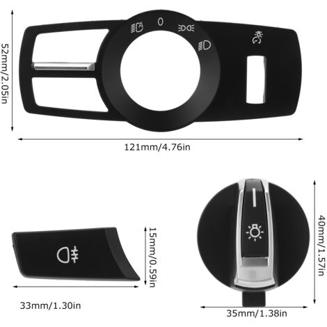 Interrupteur de Phares Bouton Rotatif, Commande Lumière pour BMW 5 6 7 Série X3 X4 - ABS Noir Mat (1/5)